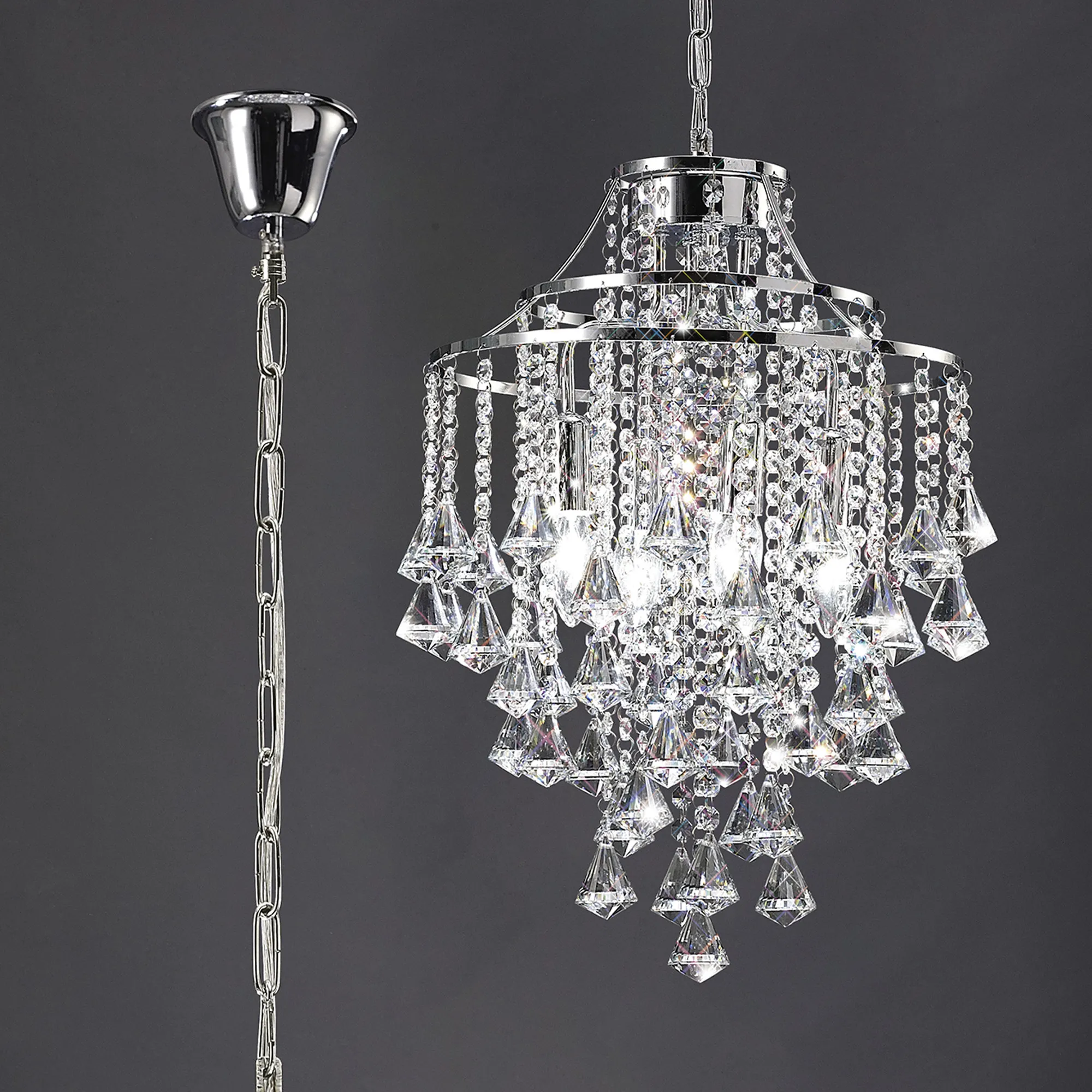 IL30771  Inina Crystal Pendant 4 Light Polished Chrome